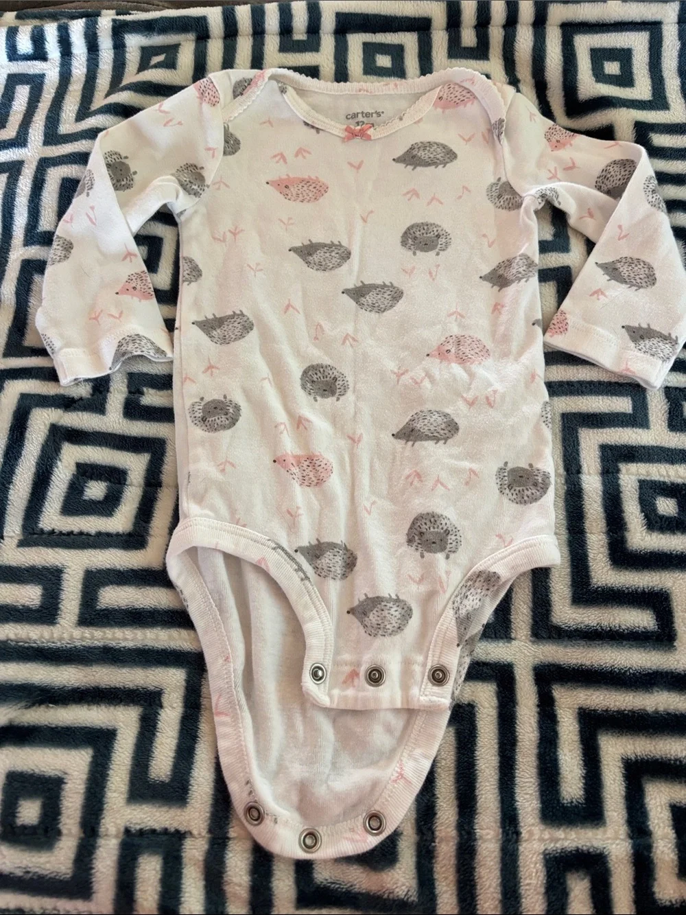 Carter's Pink & Gray Hedgehog Long-Sleeve Baby One-Piece Bodysuit